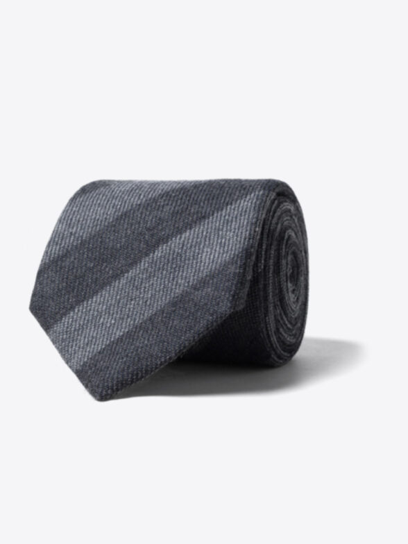 Thumb Photo of Grey and Charcoal Striped Wool Tie