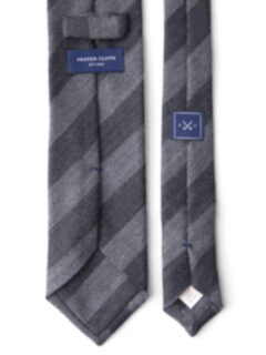 Grey and Charcoal Striped Wool Tie Product Thumbnail 4