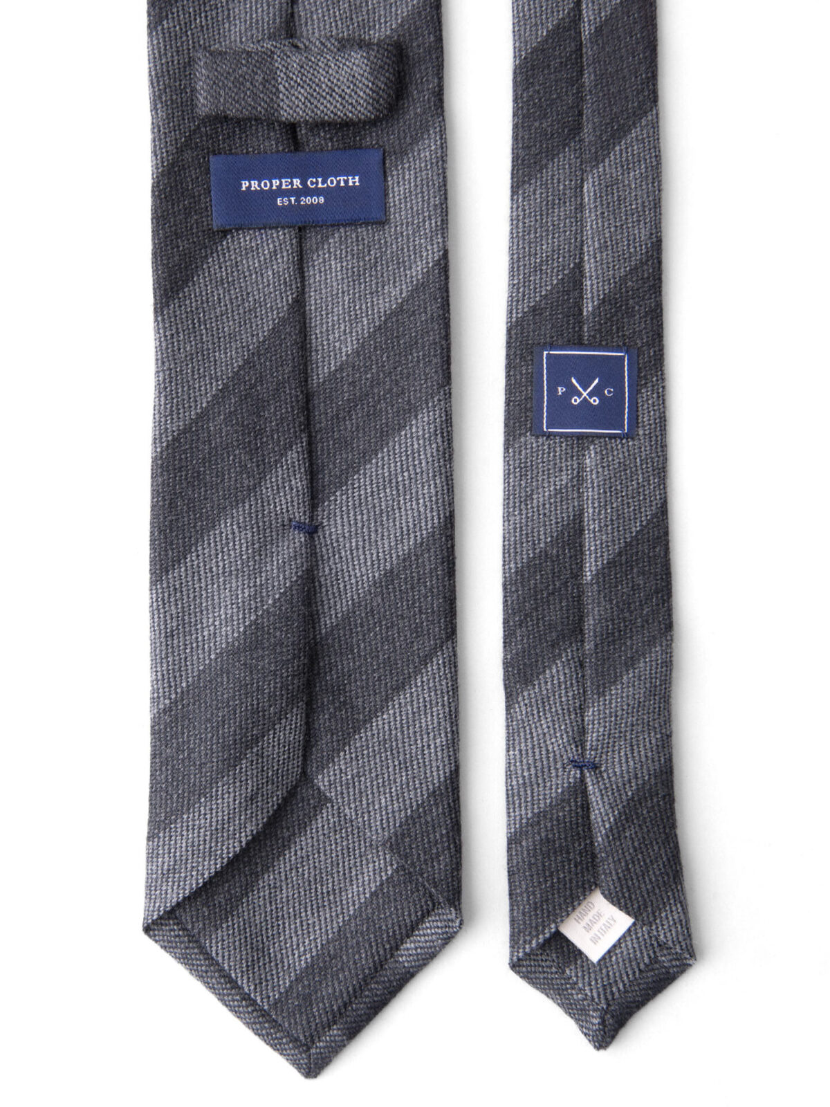 Grey and Charcoal Striped Wool Tie