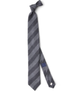 Grey and Charcoal Striped Wool Tie Product Thumbnail 3