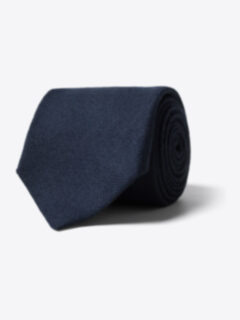 Navy Blue Wool Flannel Tie Product Thumbnail 1