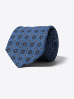 Light Blue Foulard Wool Tie Product Thumbnail 1