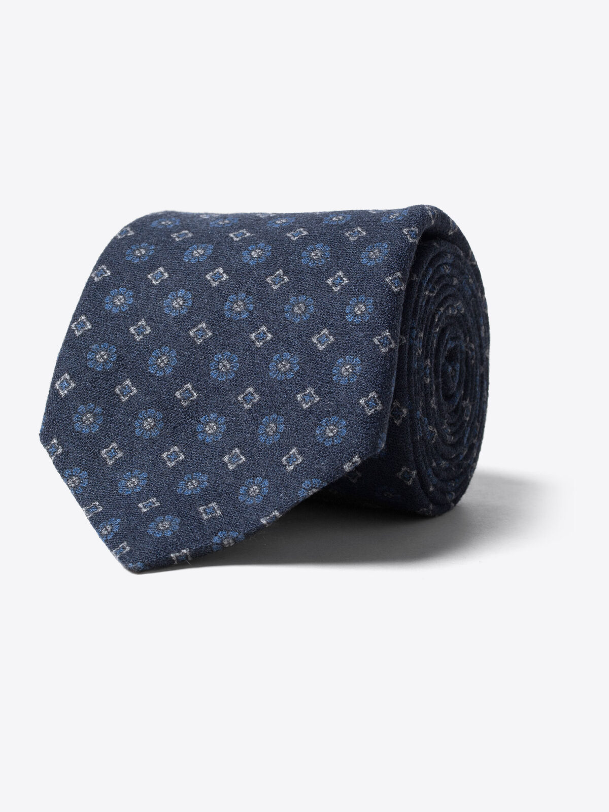 Navy and Light Blue Foulard Wool Tie