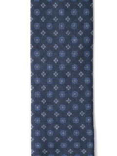 Navy and Light Blue Foulard Wool Tie Product Thumbnail 2