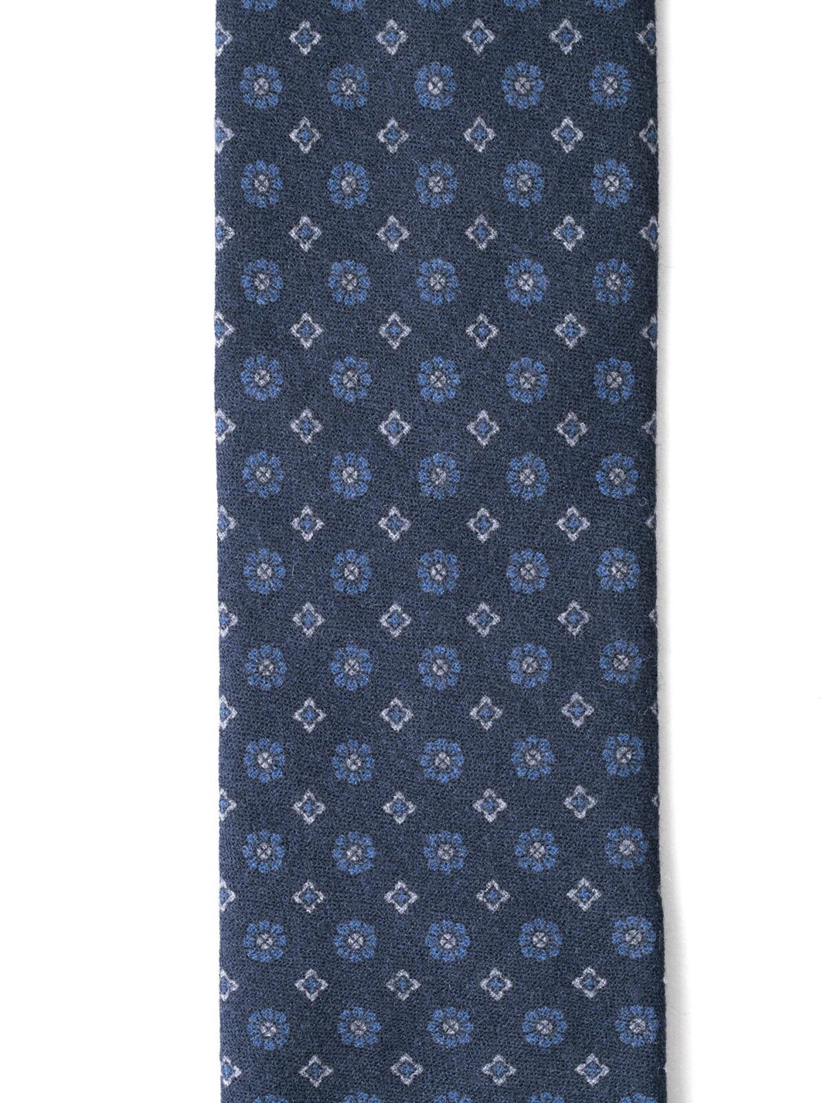 Navy and Light Blue Foulard Wool Tie