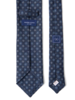 Navy and Light Blue Foulard Wool Tie Product Thumbnail 4