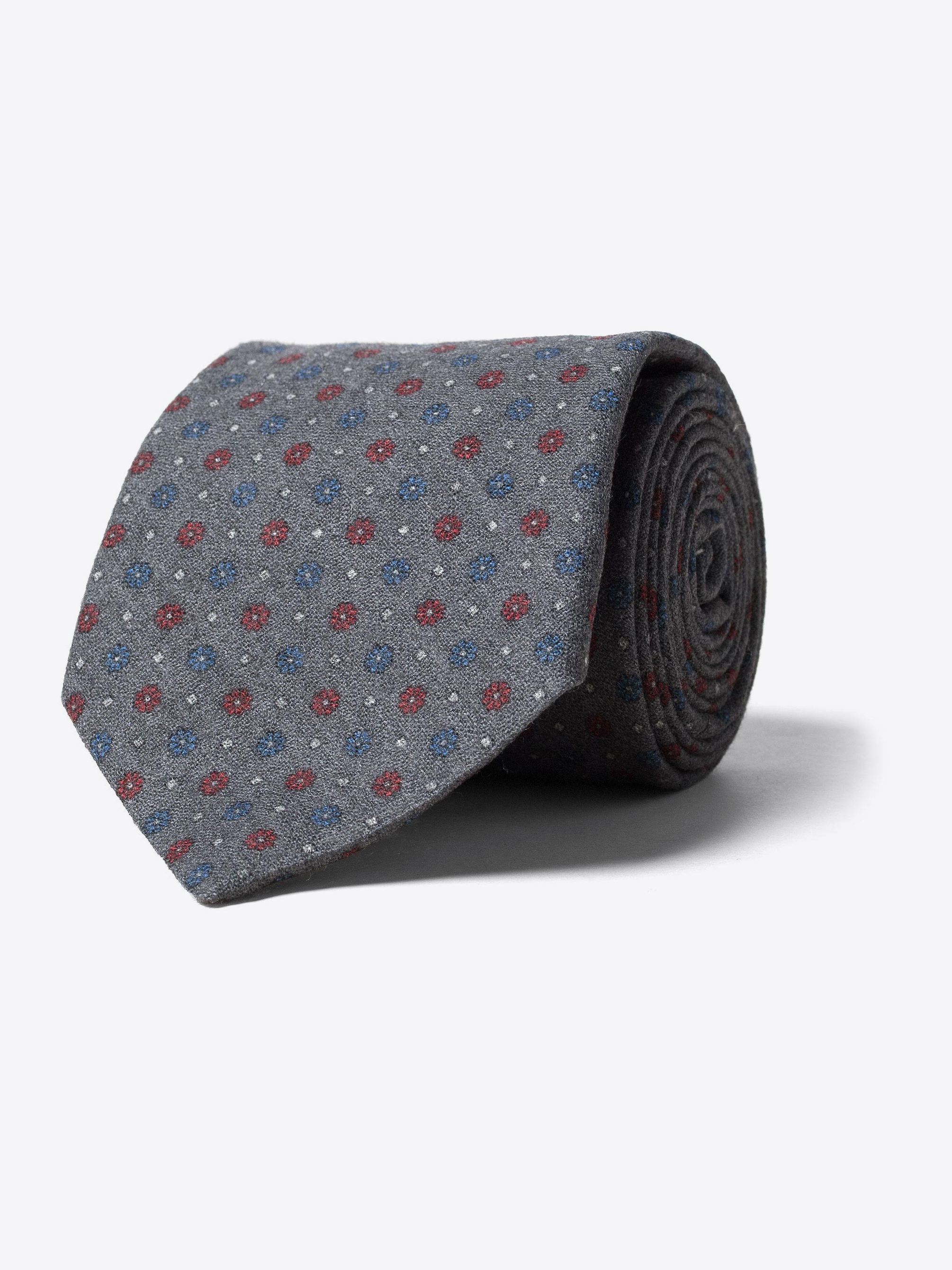 Grey Small Foulard Print Wool Tie by Proper Cloth