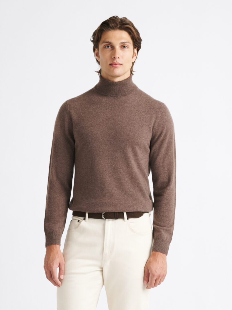 Brown Scottish Cashmere Turtleneck Sweater Thumb Detail