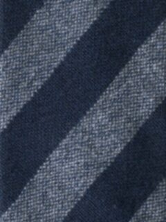 Grey and Navy Striped Cashmere Tie Product Thumbnail 2