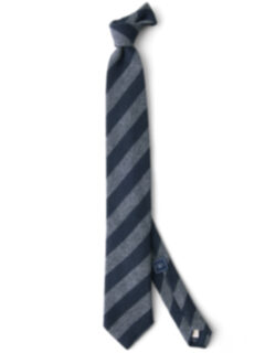 Grey and Navy Striped Cashmere Tie Product Thumbnail 3