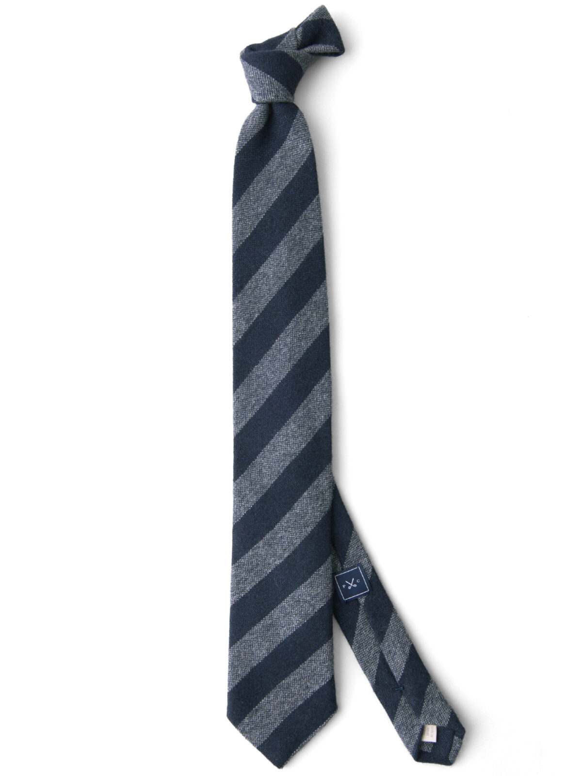 Grey and Navy Striped Cashmere Tie