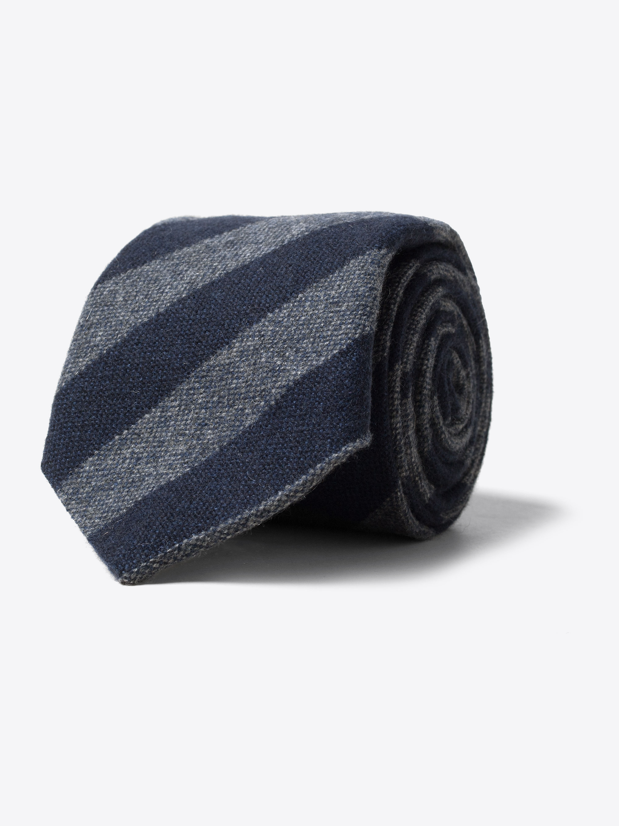 Zoom Image of Grey and Navy Striped Cashmere Tie