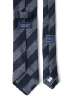 Grey and Navy Striped Cashmere Tie Product Thumbnail 4