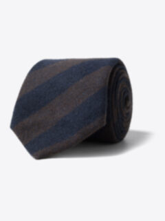 Mocha and Navy Striped Cashmere Tie Product Thumbnail 1
