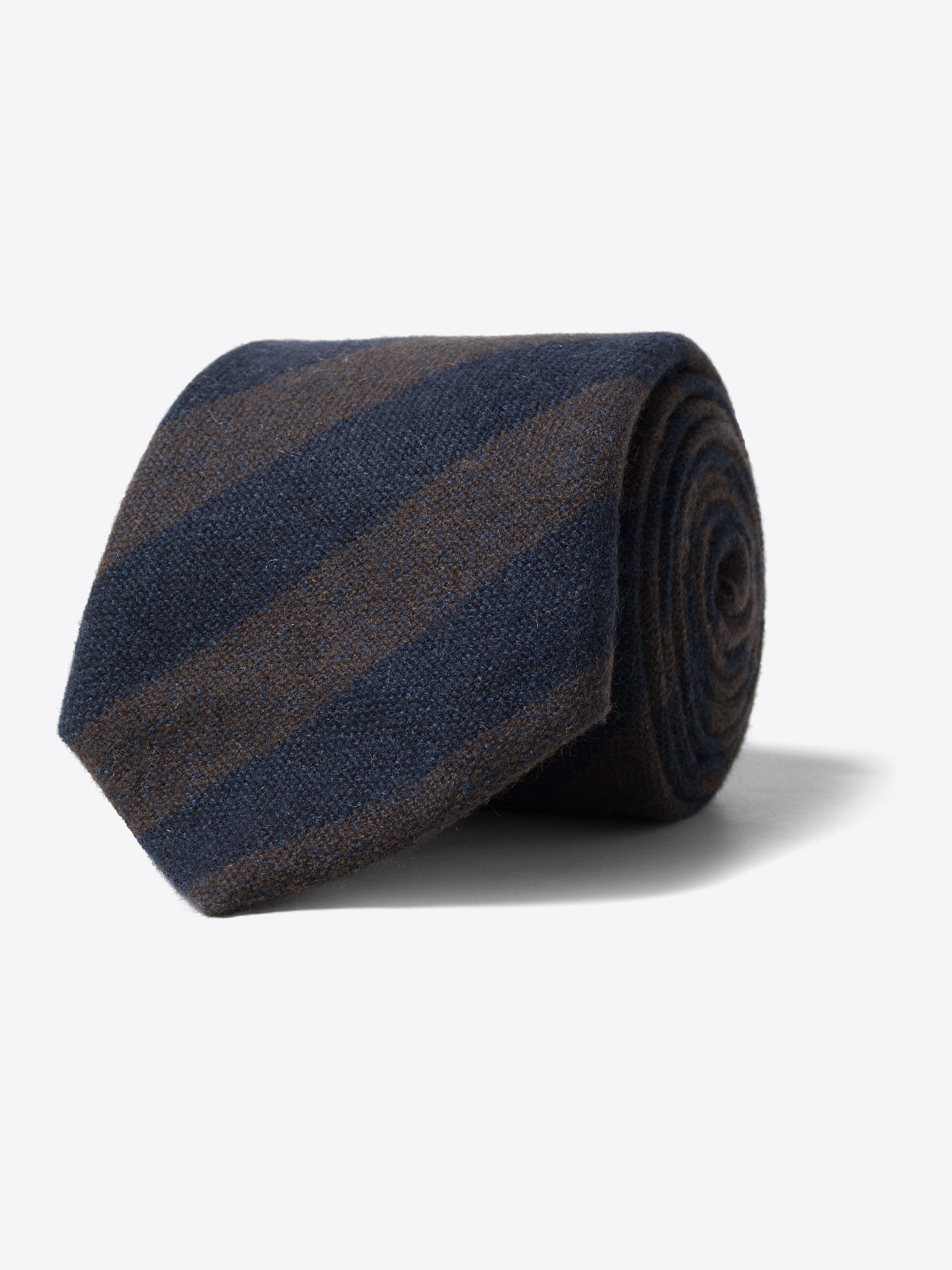 Zoom Image of Mocha and Navy Striped Cashmere Tie