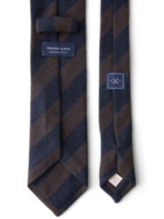 Mocha and Navy Striped Cashmere Tie Product Thumbnail 4