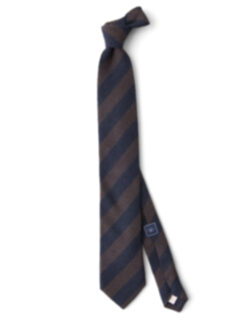 Mocha and Navy Striped Cashmere Tie Product Thumbnail 3