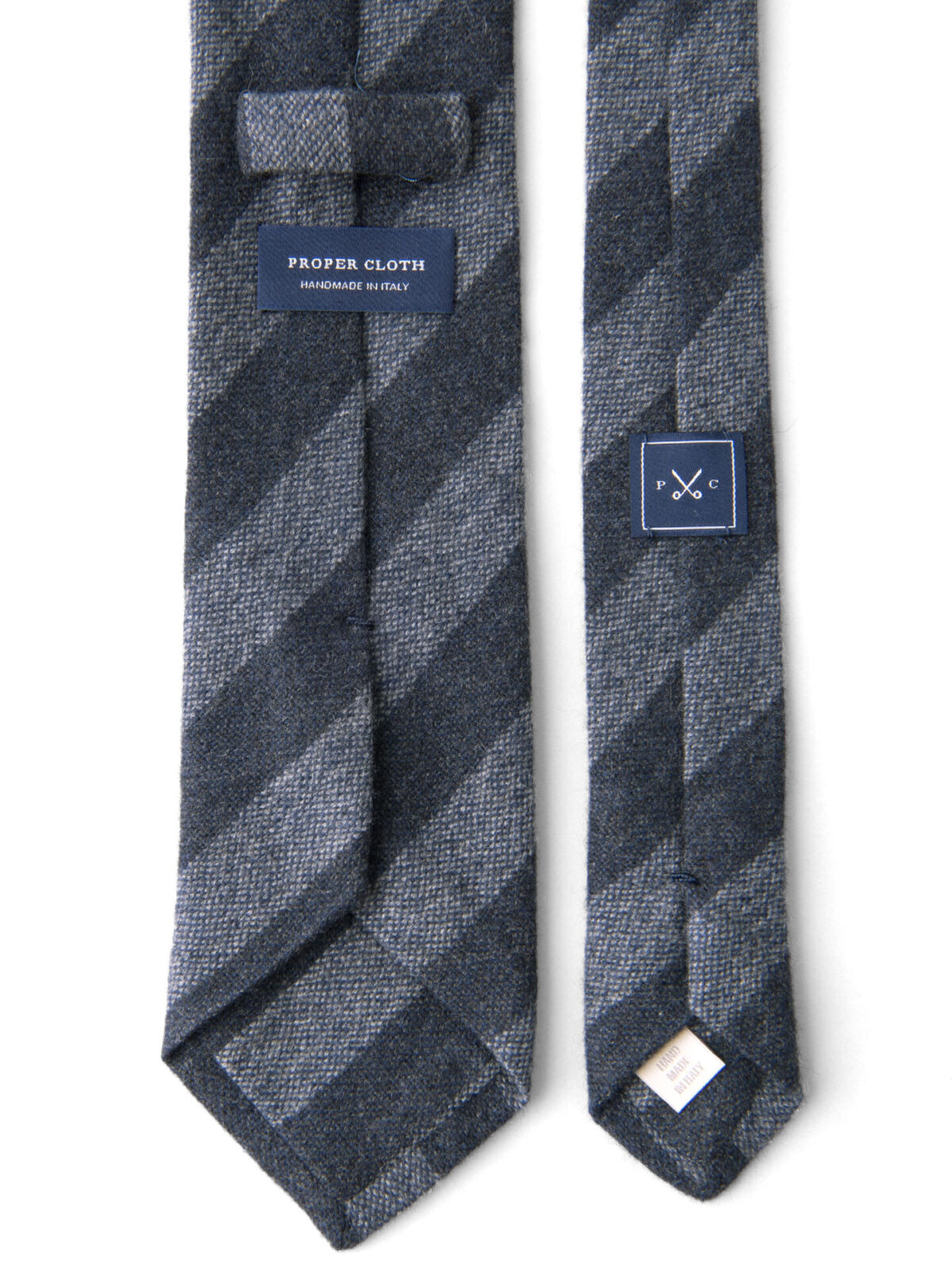 Grey and Charcoal Striped Cashmere Tie by Proper Cloth