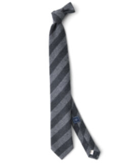 Grey and Charcoal Striped Cashmere Tie Product Thumbnail 3