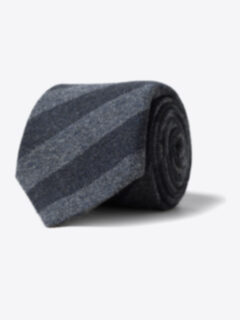 Grey and Charcoal Striped Cashmere Tie Product Thumbnail 1