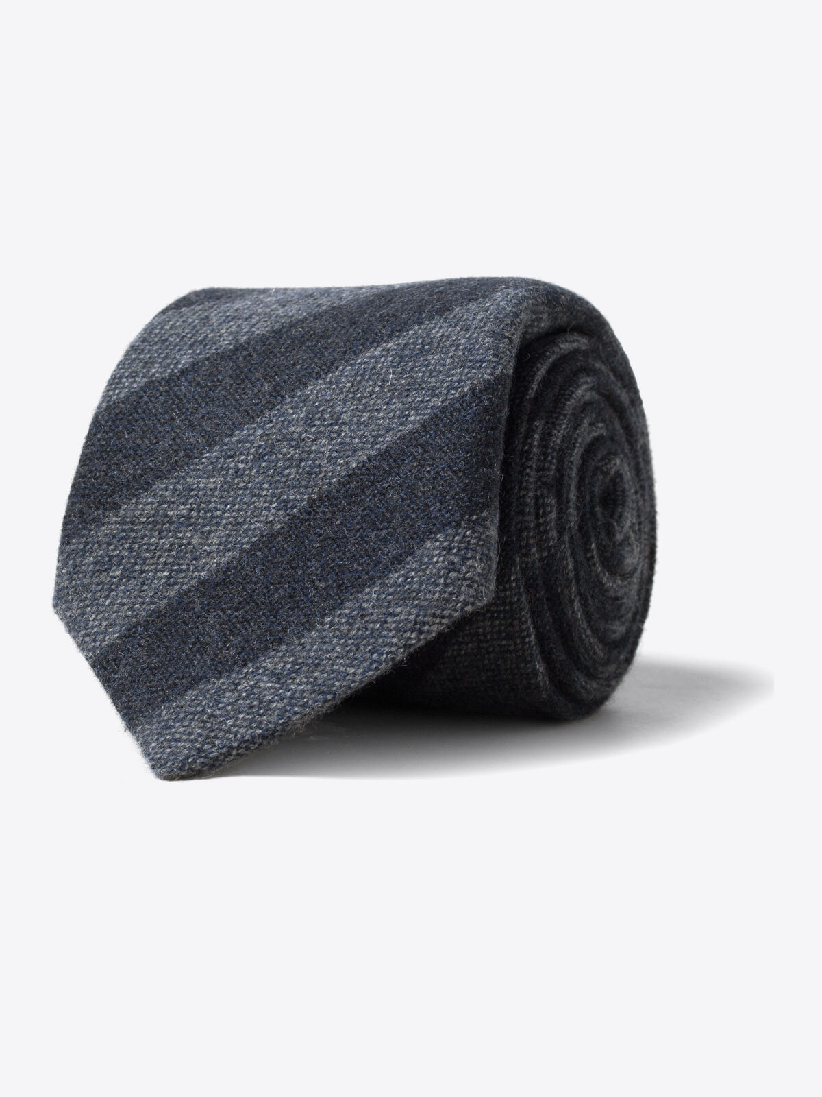 Grey and Charcoal Striped Cashmere Tie