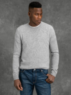 Light Grey Cashmere Crewneck Sweater Product Thumbnail 3