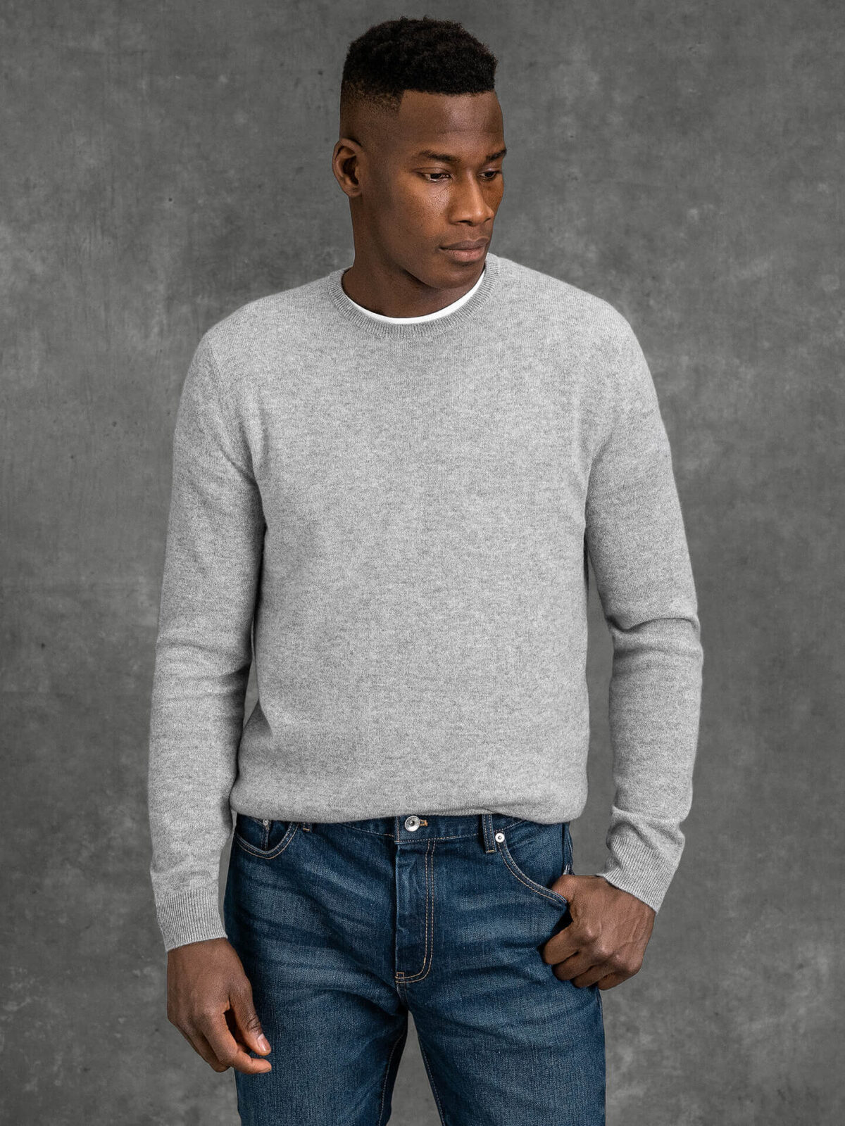 Short sleeve jumper 100% Cashmere in light grey