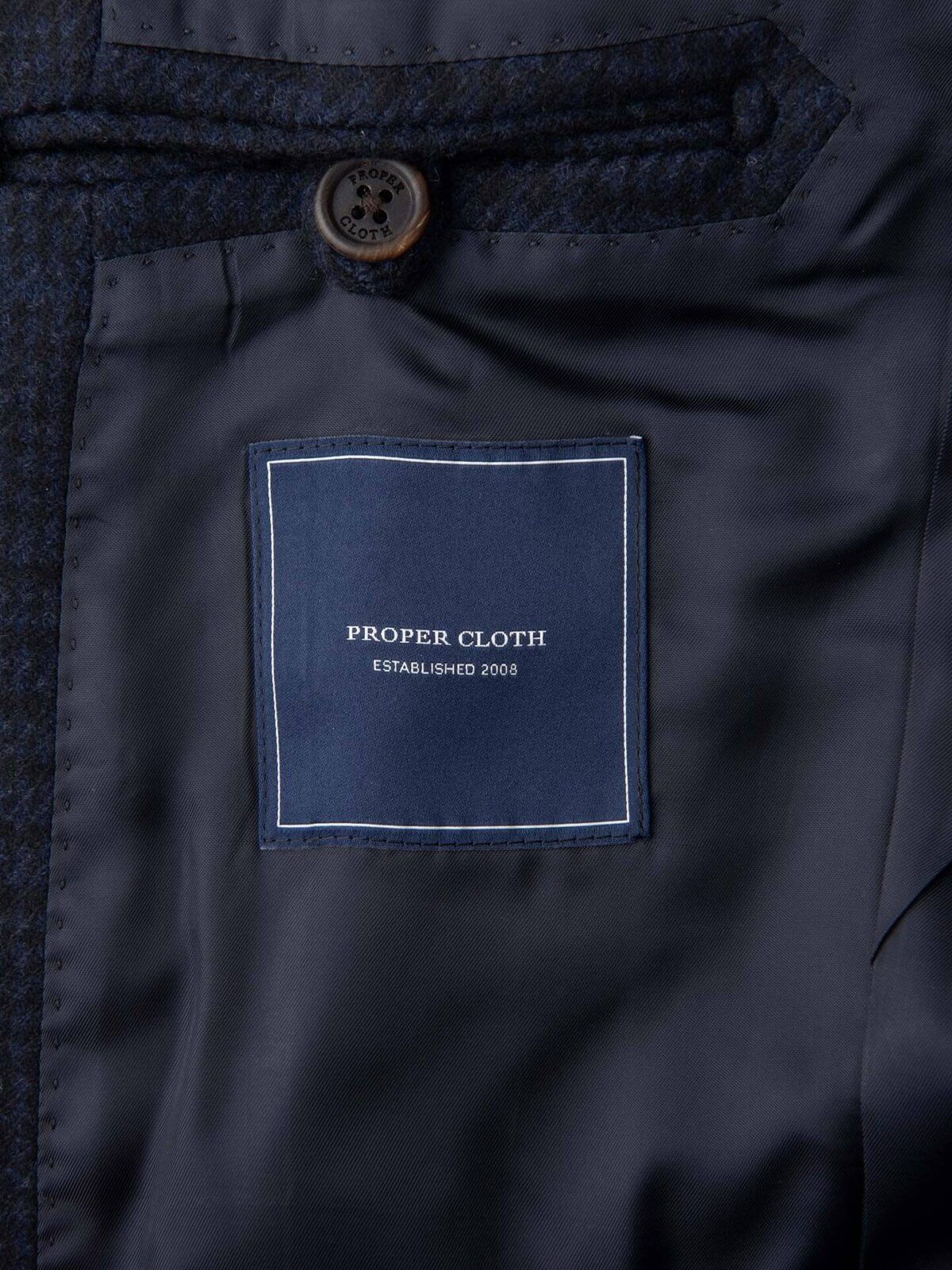 Bleecker Navy Plaid Wool and Cashmere Coat