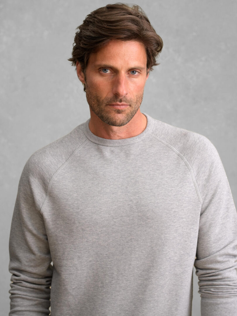 Grey Italian Cotton Raglan Sleeve Sweatshirt