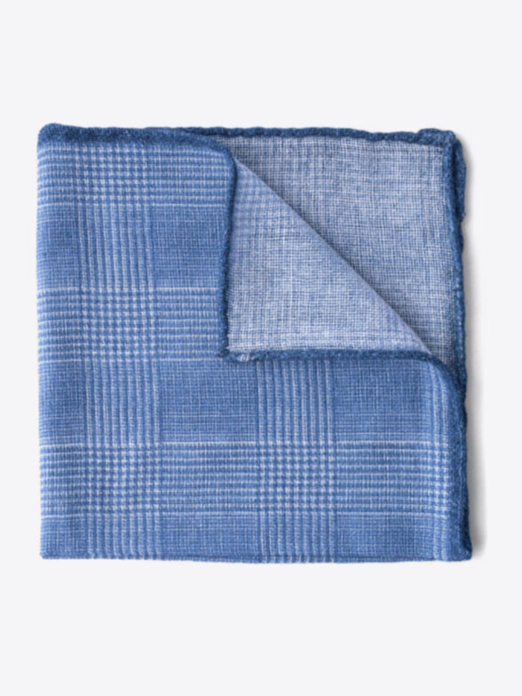 Light Blue Cashmere Glen Plaid Pocket Square by Proper Cloth