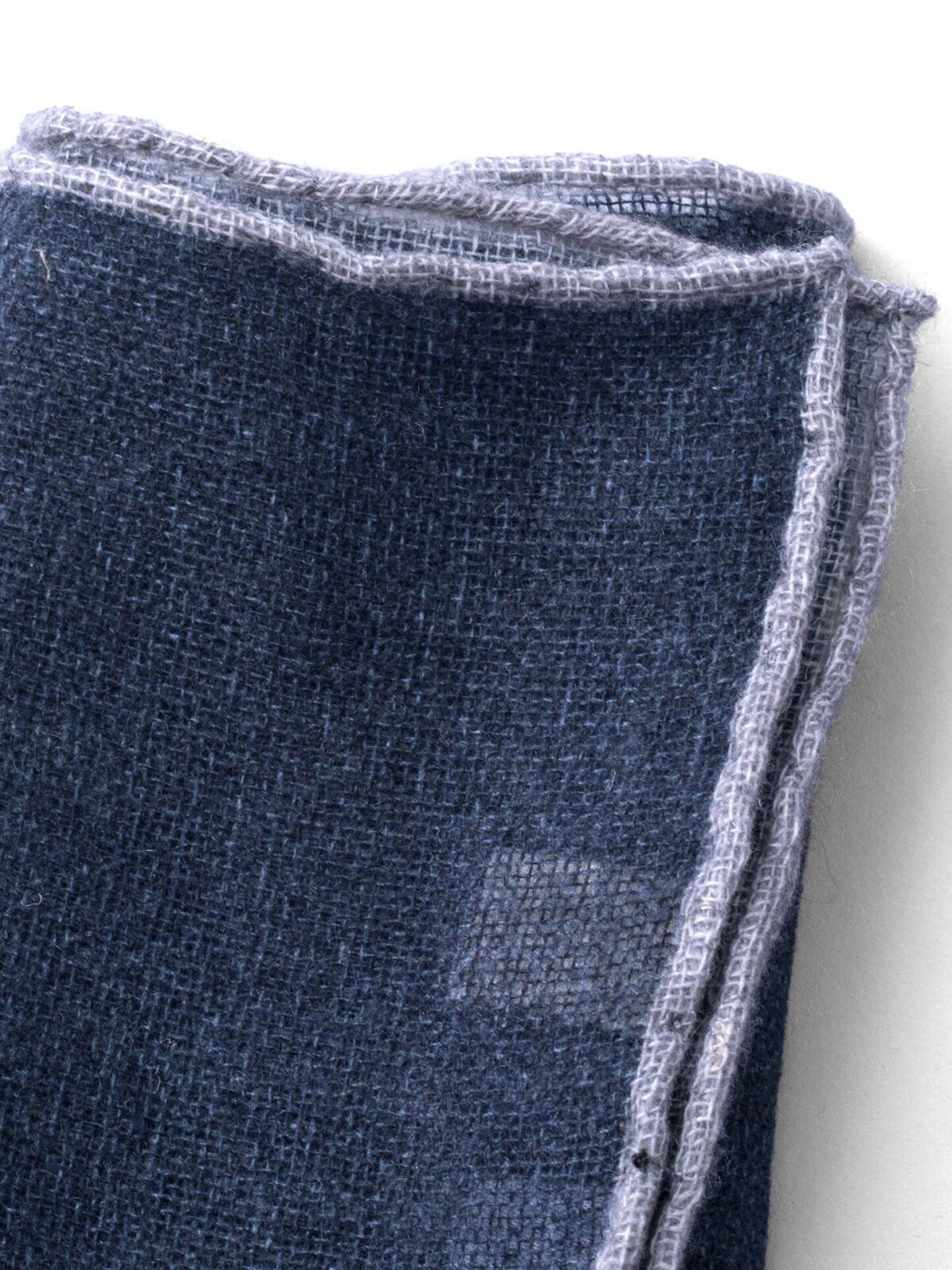 Grey Tipped Navy Cashmere Pocket Square
