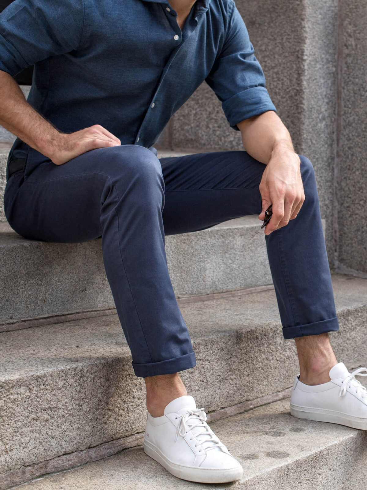 Bowery Slate Blue Stretch Cotton Chino
