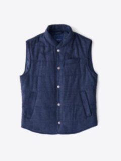 Cortina I Navy Textured Flannel Snap Vest Product Thumbnail 1