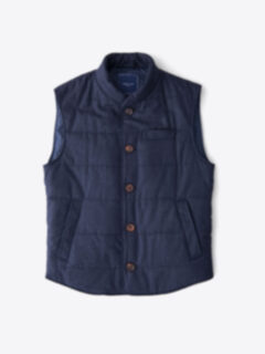 Cortina I Navy Melange Flannel Button Vest Product Thumbnail 1