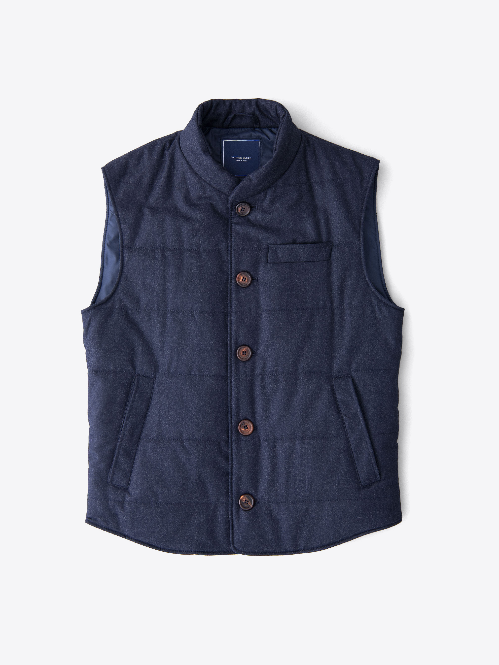 Zoom Image of Cortina I Navy Melange Flannel Button Vest