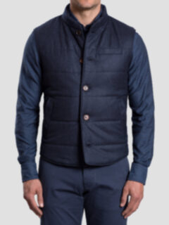 Cortina I Navy Melange Flannel Button Vest Product Thumbnail 6