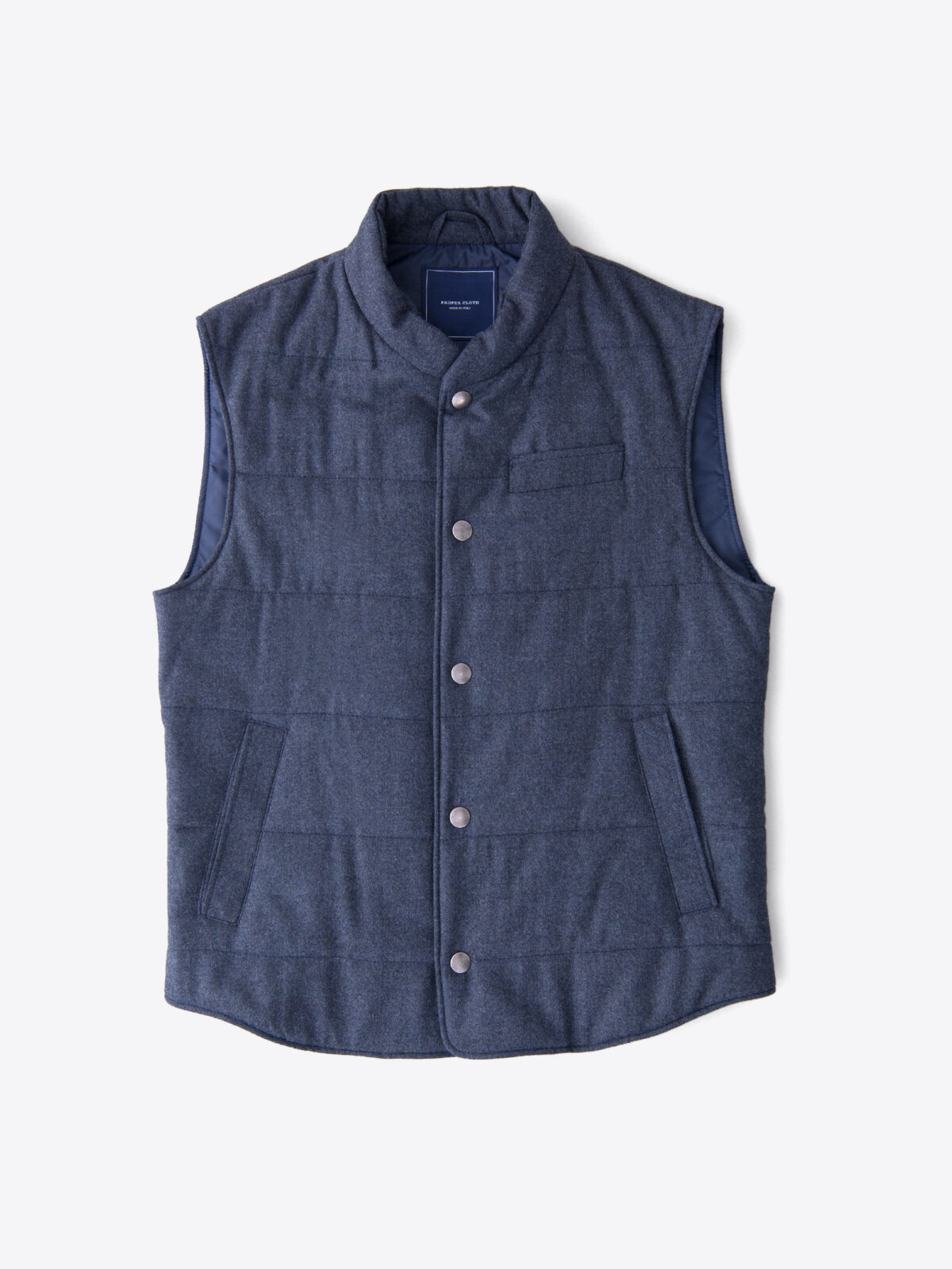 Cortina I Slate Blue Flannel Snap Vest