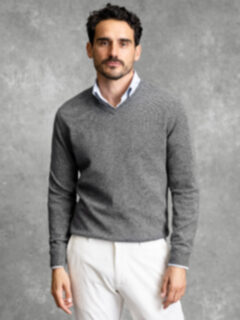 Grey Cashmere V-Neck Sweater Product Thumbnail 2