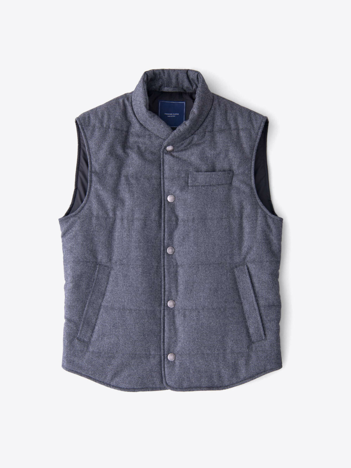 Cortina I Grey Houndstooth Flannel Snap Vest