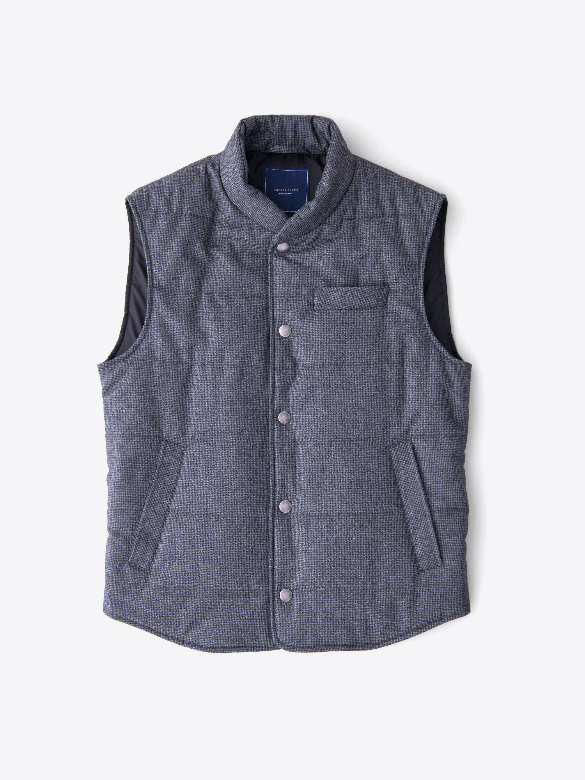 Zoom Image of Cortina I Grey Houndstooth Flannel Snap Vest