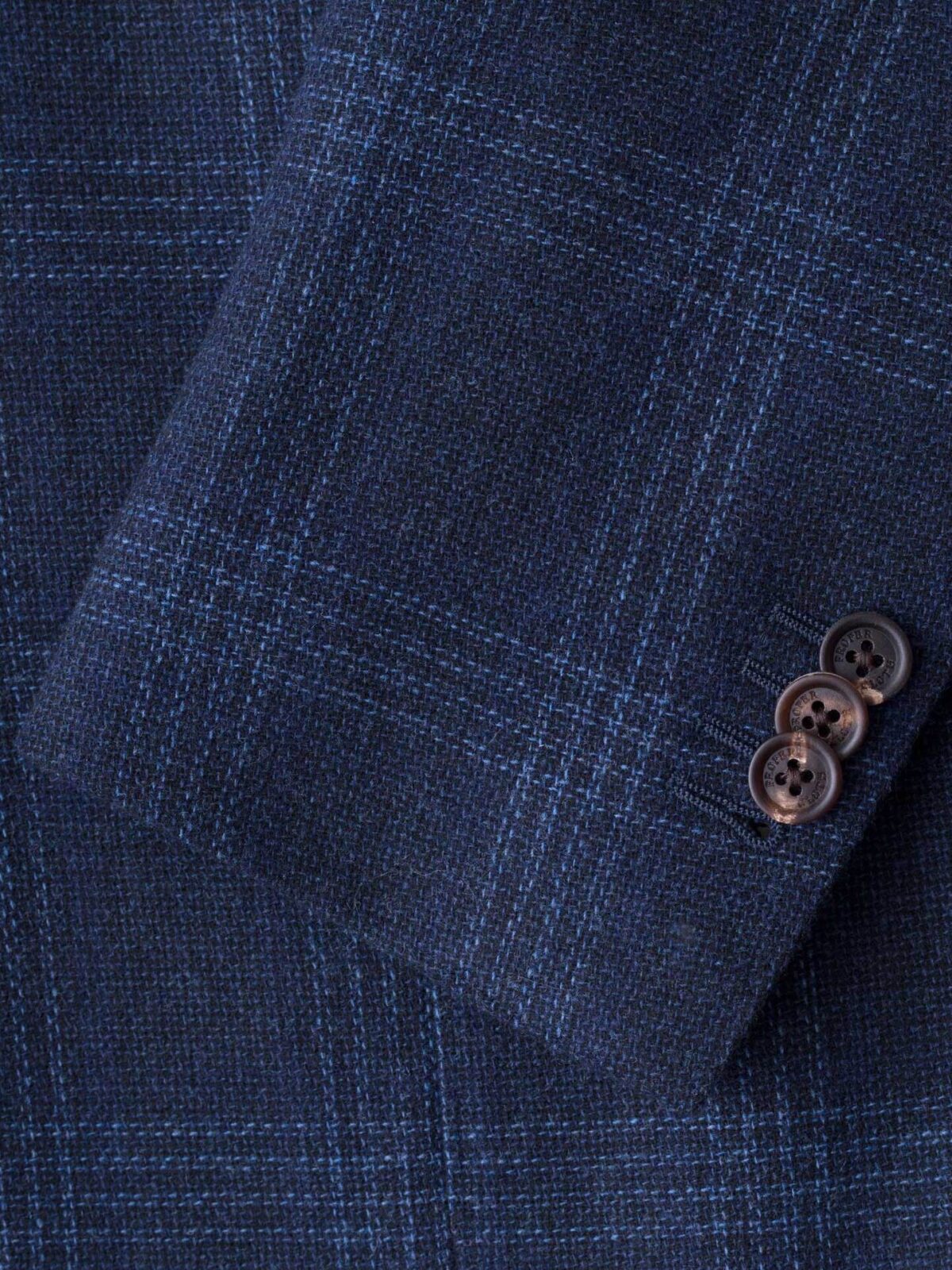 Hudson Navy and Blue Check Textured Wool Jacket