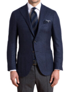 Hudson Navy Wool and Cashmere Flannel Hopsack Jacket Product Thumbnail 2