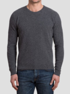 Grey Cobble Stitch Cashmere Crewneck Sweater Product Thumbnail 5