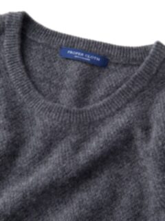 Grey Cobble Stitch Cashmere Crewneck Sweater Product Thumbnail 2