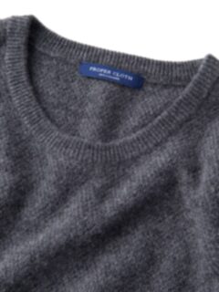 Grey Cobble Stitch Cashmere Crewneck Sweater Product Thumbnail 2