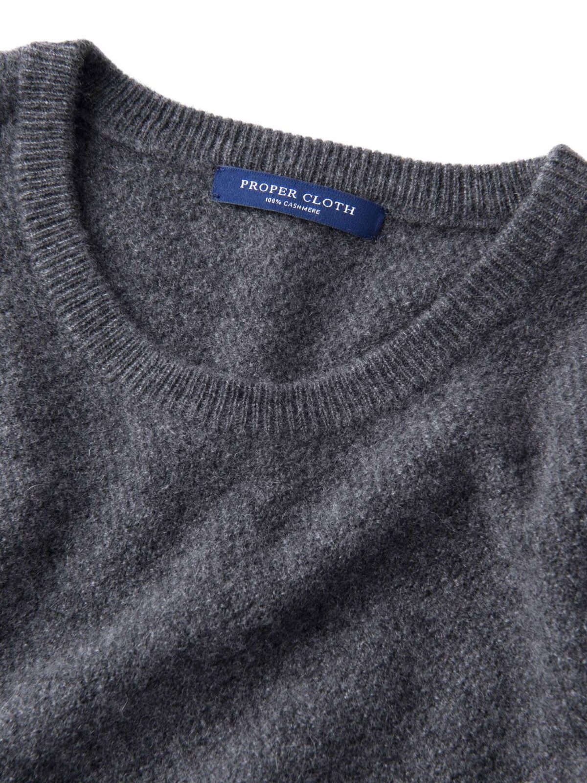 Grey Cobble Stitch Cashmere Crewneck Sweater