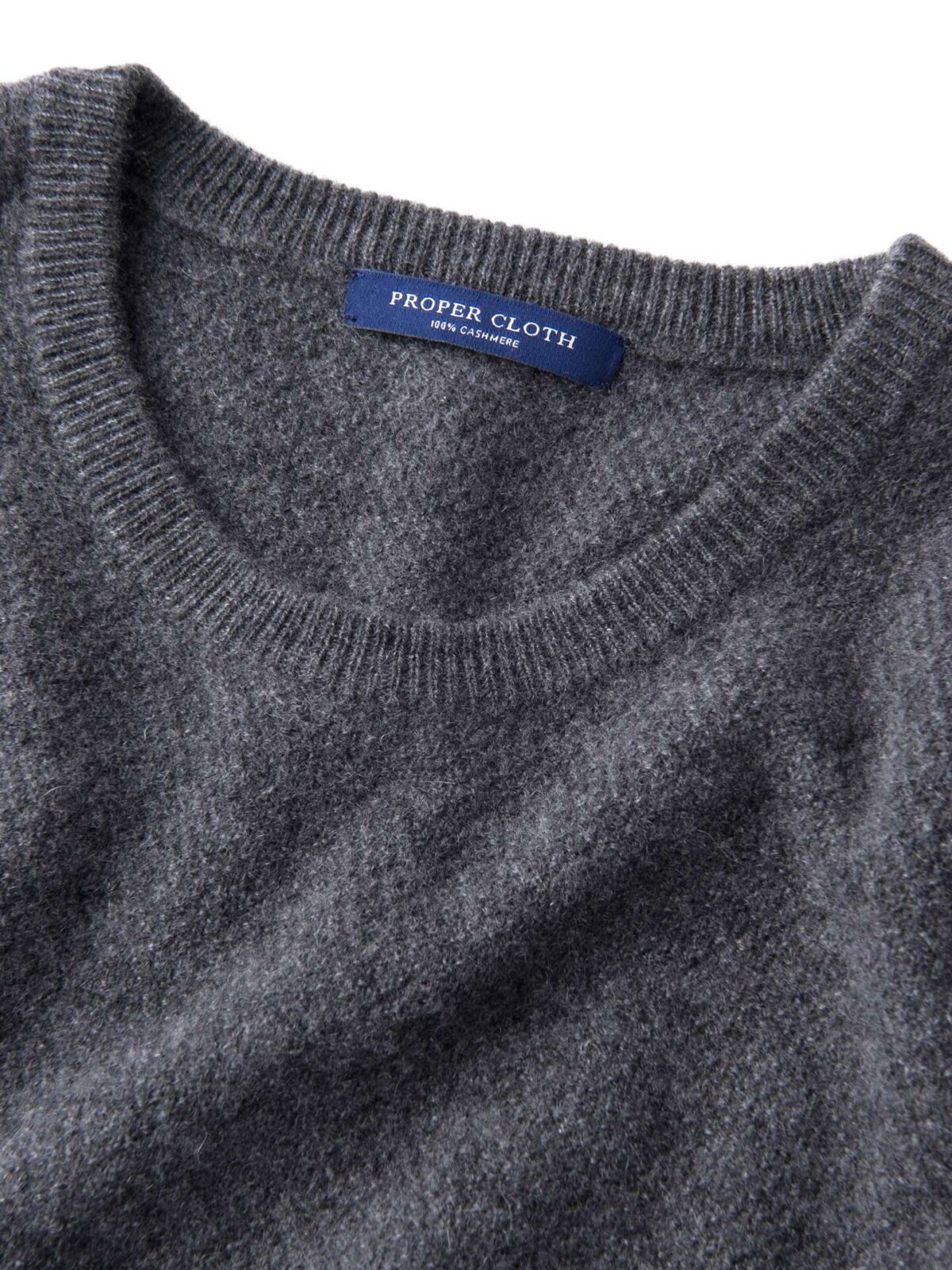 Grey Cobble Stitch Cashmere Crewneck Sweater