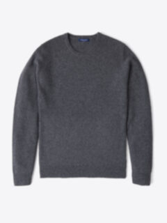 Grey Cobble Stitch Cashmere Crewneck Sweater Product Thumbnail 1