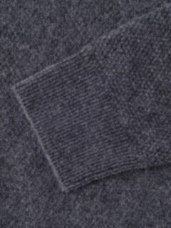 Grey Cobble Stitch Cashmere Crewneck Sweater Product Thumbnail 4