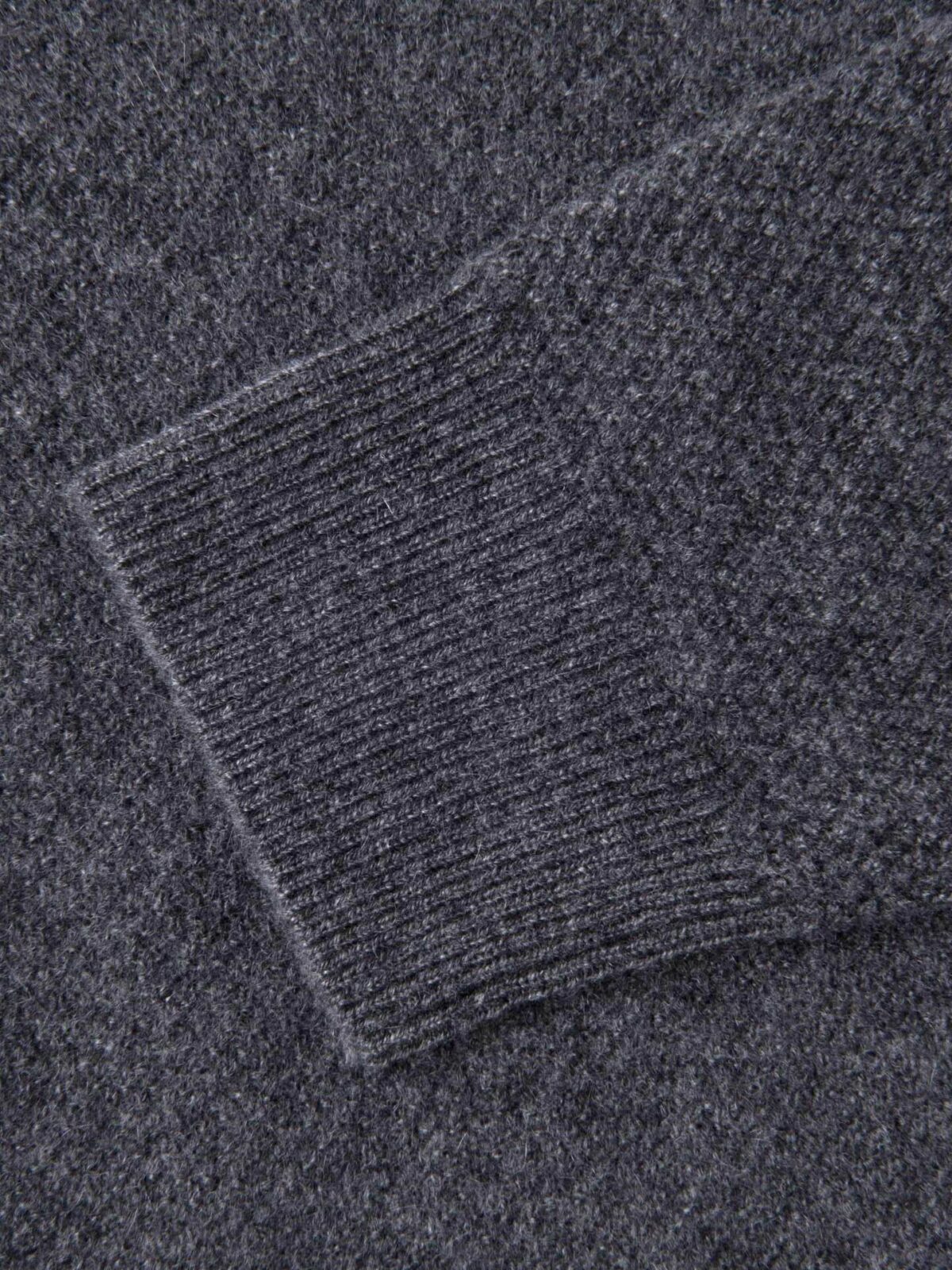 Grey Cobble Stitch Cashmere Crewneck Sweater